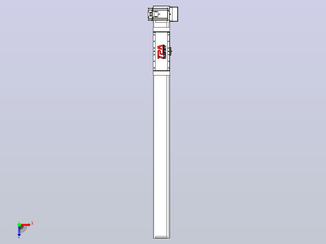 伺服电机集成皮带传动直线执行器TPA-OCB-100-192-L850-LU-P75-N3俯视图