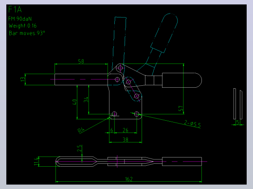 F1A规格夹钳图纸CAD