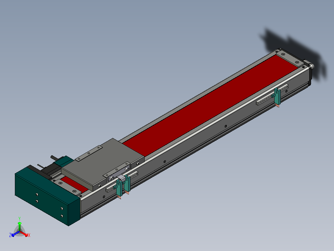 500 mm行程的线性运动和右电机XNTD10-500-BR正等轴测图
