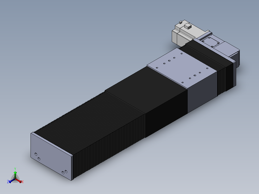 直线模组DMBF170-LTCR（左折直连带电机座）[DMBF170-L45S500-DT750-A2U-LTCR]正等轴测图