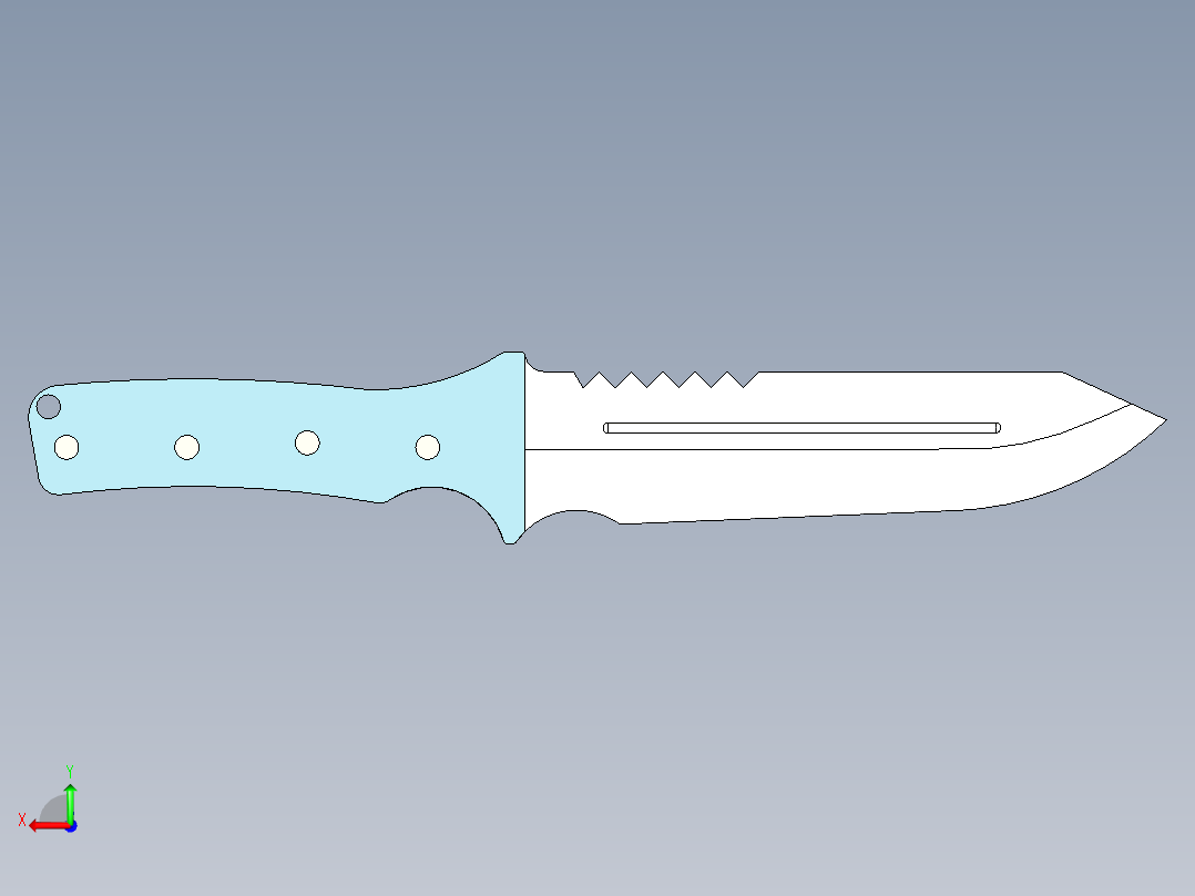 战术直刀3d模型后视图