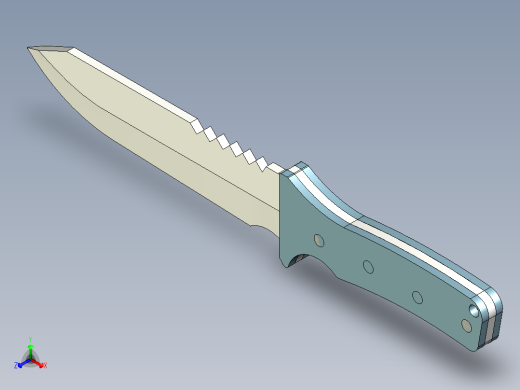 战术直刀3d模型正等轴测缩略图