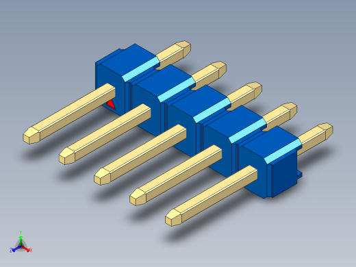 彩色公头100mil（2.54mm）系列-DS1021_blue_1x05p_100mil_Type1_rev1.0正等轴测缩略图
