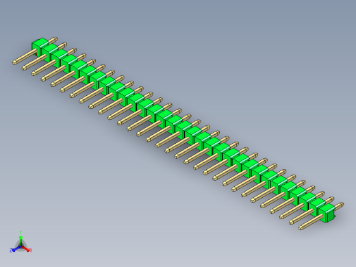 彩色公头100mil（2.54mm）系列-DS1021_green_1x31p_100mil_Type1_rev1.0正等轴测缩略图