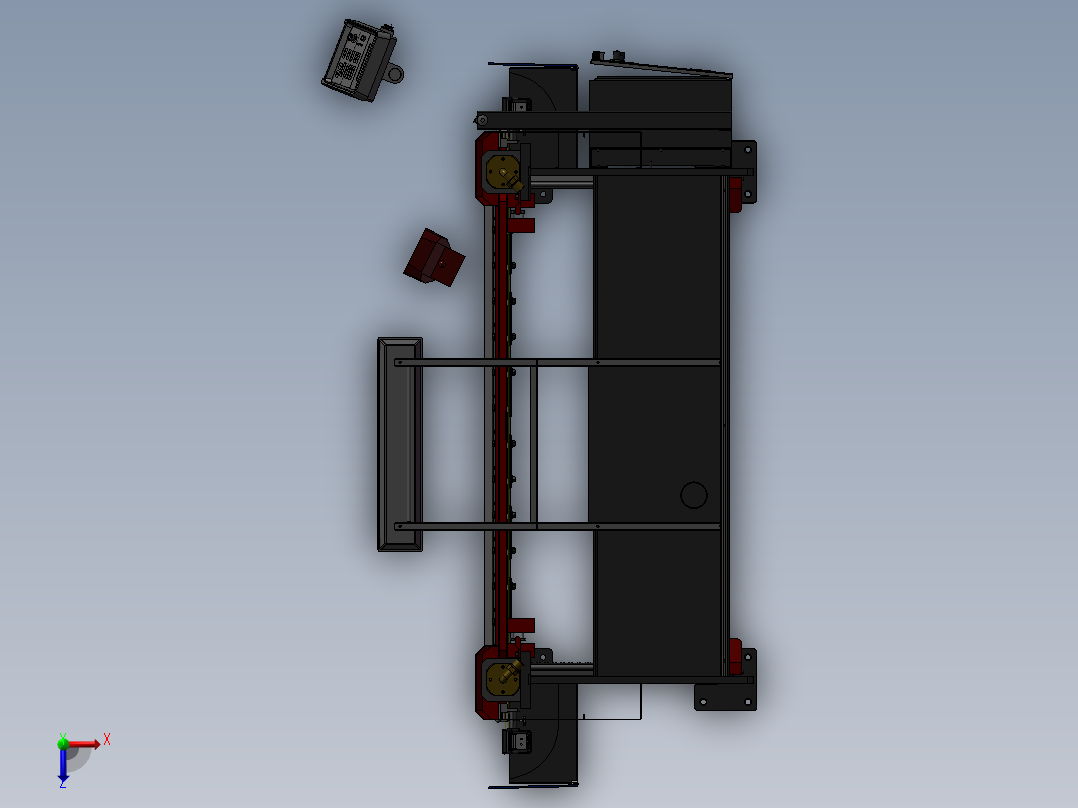 双头自动管端加工机俯视图