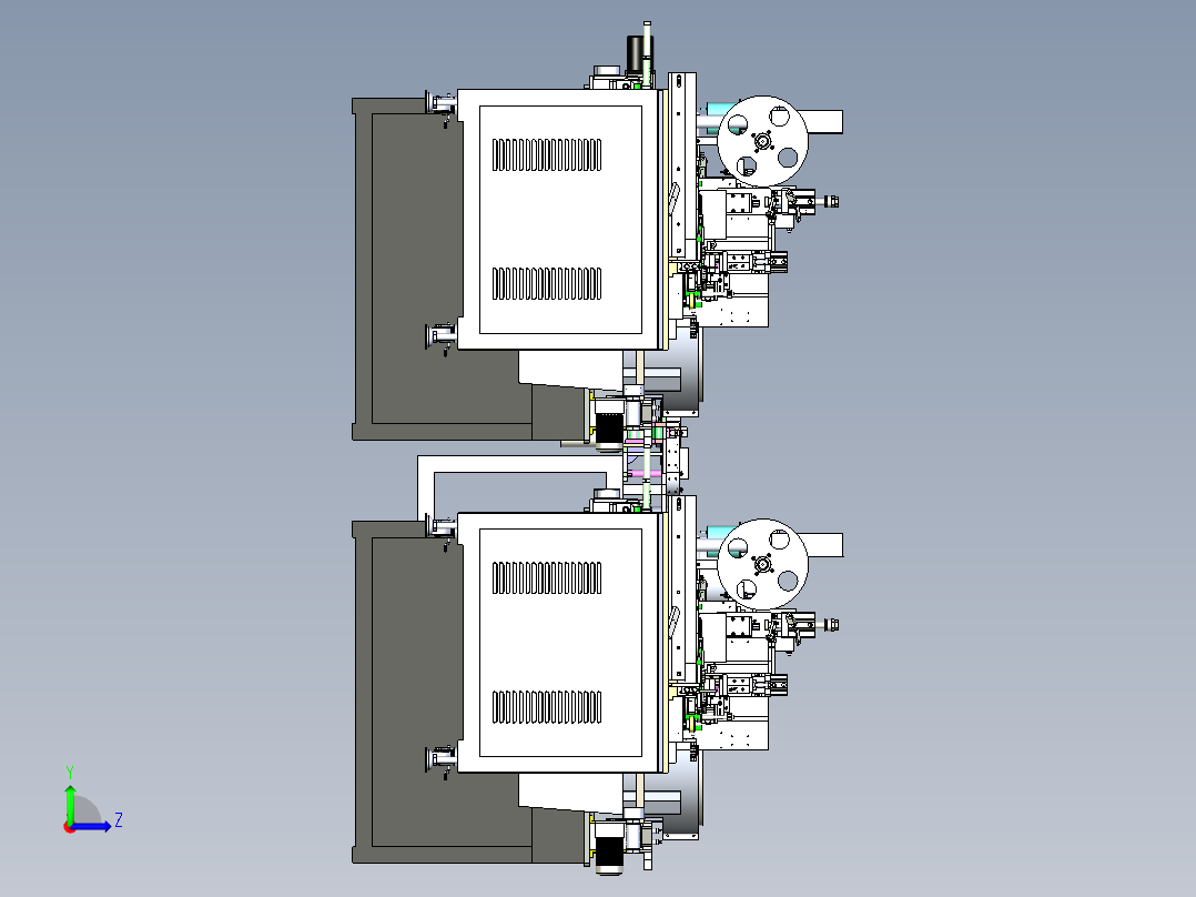 大型全自动滚槽打面片机+注液离心机流水线左视图