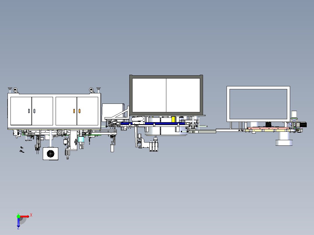 大型全自动滚槽打面片机+注液离心机流水线俯视图