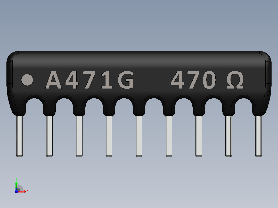 电容器 二极管 电阻器-Resistor Network 470 Ohm 9-Pin前视图