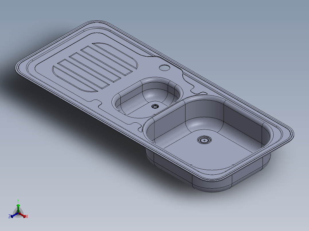 水槽、不锈钢水槽(129)正等轴测图