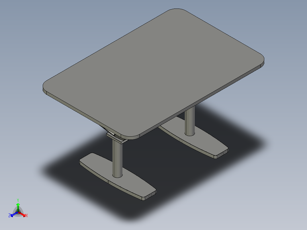 办公桌150cm x 100cm x 80cm正等轴测图