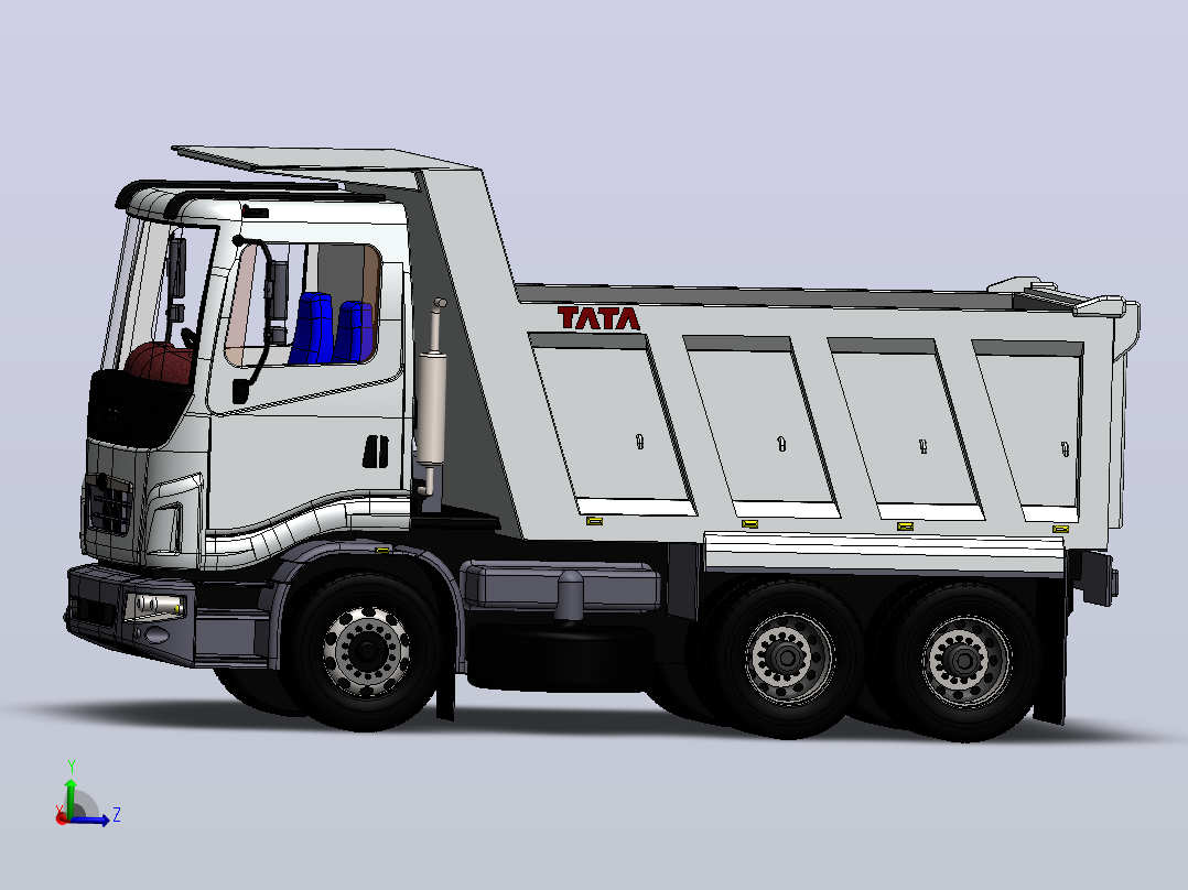 6X4自卸卡车3D图纸 Solidworks设计主视图