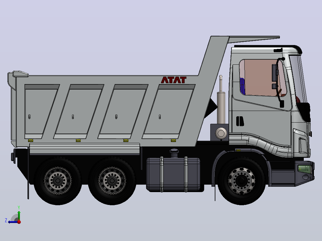 6X4自卸卡车3D图纸 Solidworks设计右视图