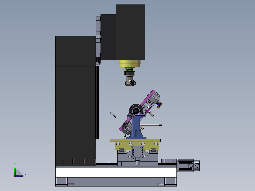 旋转5轴数控机床左视图