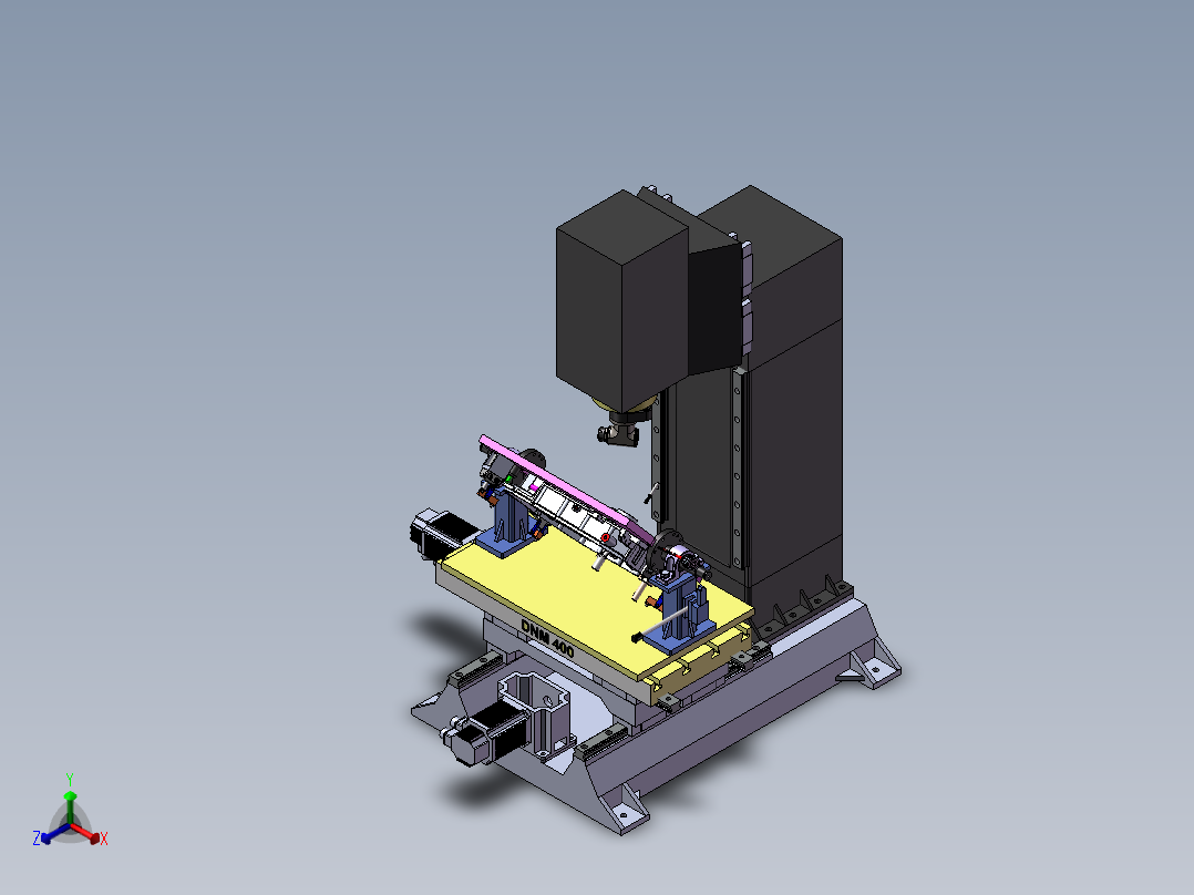 旋转5轴数控机床正等轴测图