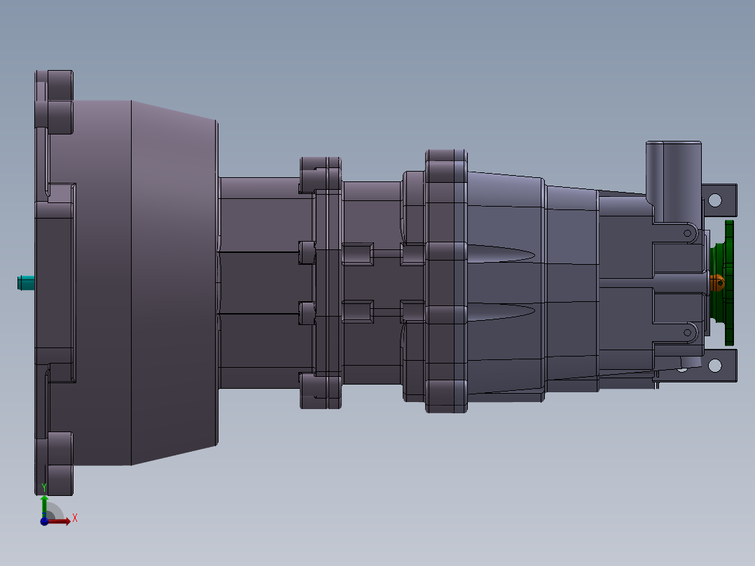5档变速箱3D数模图纸 STP格式主视图