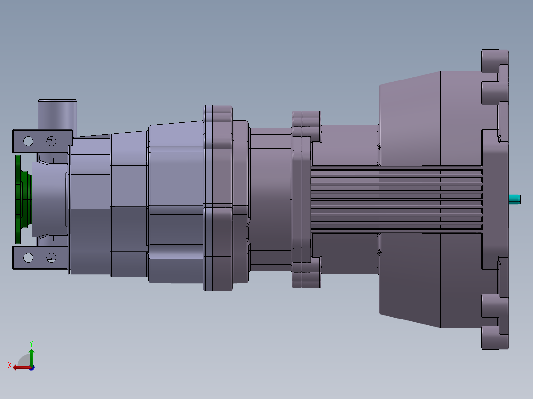 5档变速箱3D数模图纸 STP格式后视图