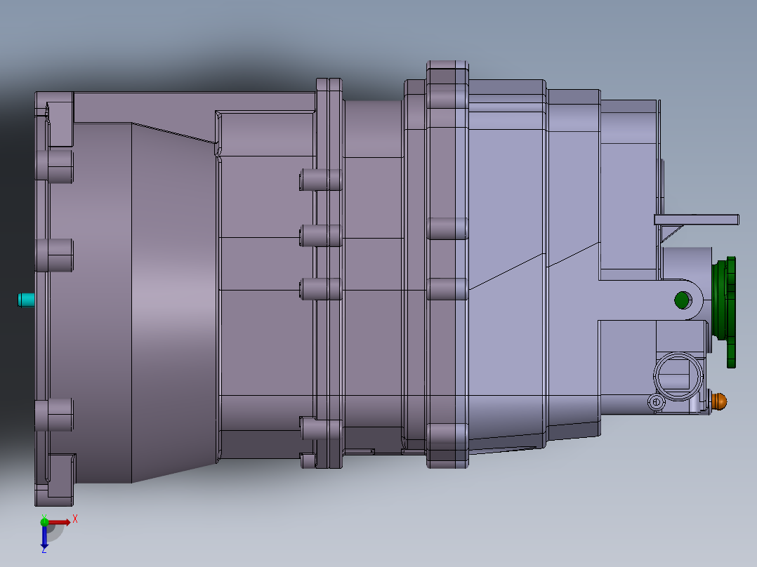 5档变速箱3D数模图纸 STP格式俯视图