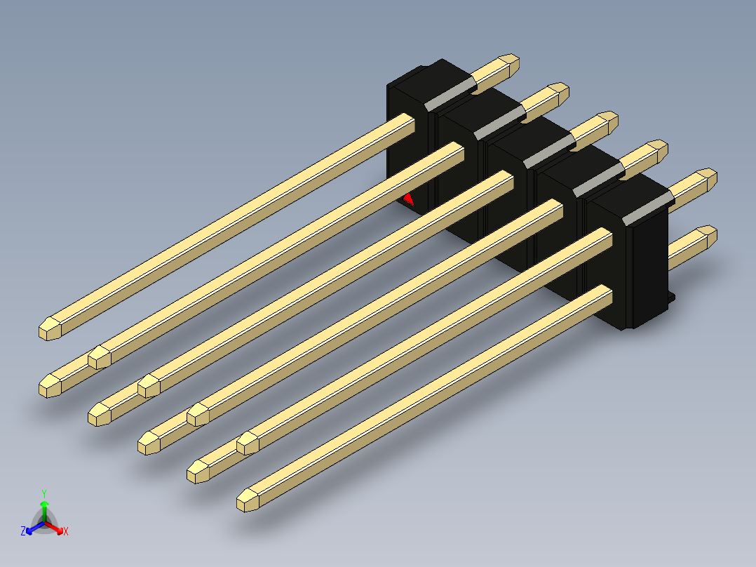 彩色公头100mil（2.54mm）系列-DS1021_black_2x05p_100mil_Type19_rev1.0正等轴测图