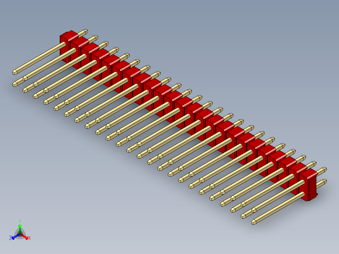 彩色公头100mil（2.54mm）系列-DS1021_red_2x24p_100mil_Type5_rev1.0主视图