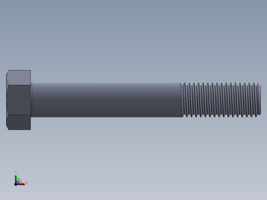 UNC 六角螺栓-Hex Bolt 0.750-10 x 5.SLDPRT前视图