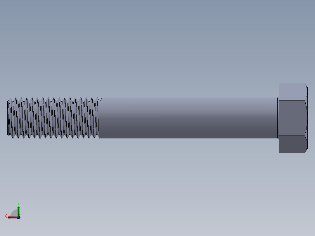 UNC 六角螺栓-Hex Bolt 0.750-10 x 5.SLDPRT后视图