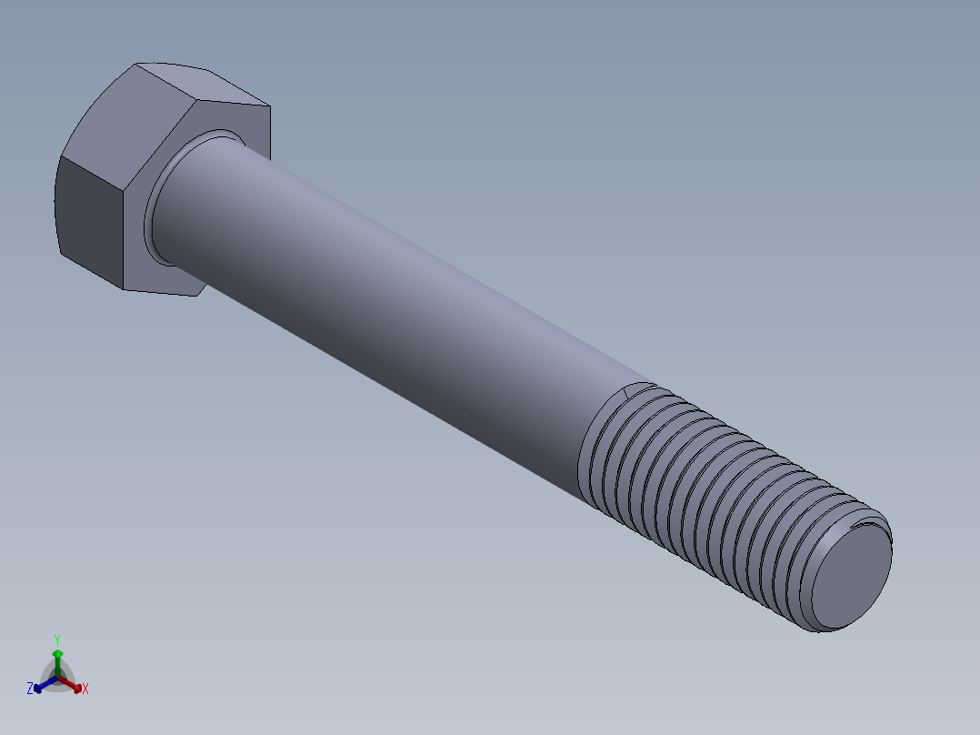 UNC 六角螺栓-Hex Bolt 0.750-10 x 5.SLDPRT正等轴测图