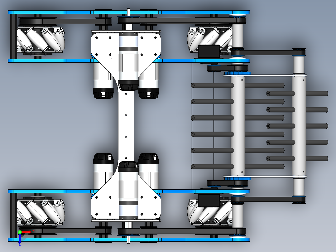 35号图--麦克纳姆轮底盘结构2 STP.zip俯视图