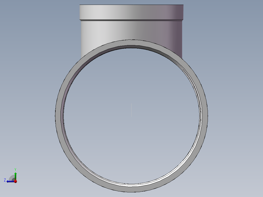 三通-异径 DN100-DN65右视图