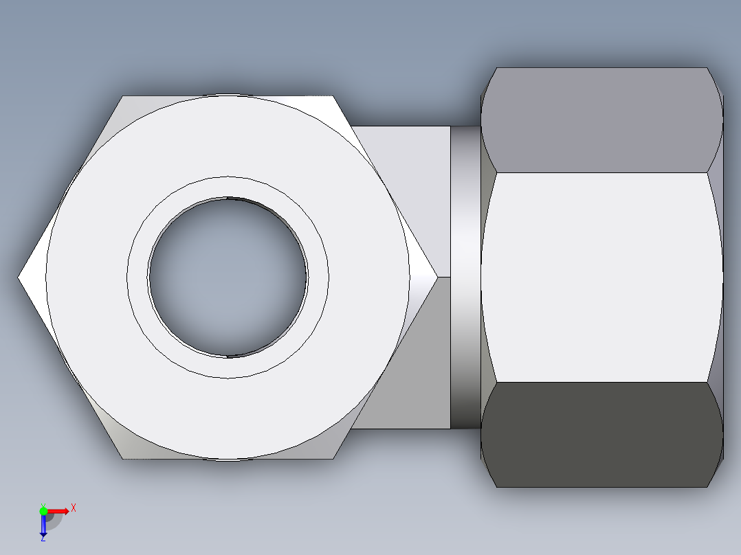 卡套式工业通用硬管接头EO_Adjustable_locknut_run_tee_LEE20ZSRCF俯视图