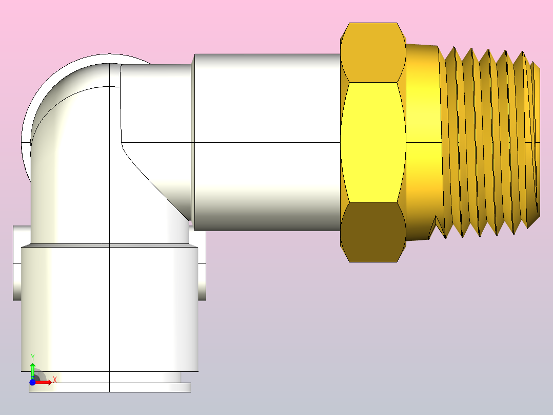 快速接头KQ2D外螺正三通接头[KQ2D10-04S]前视图