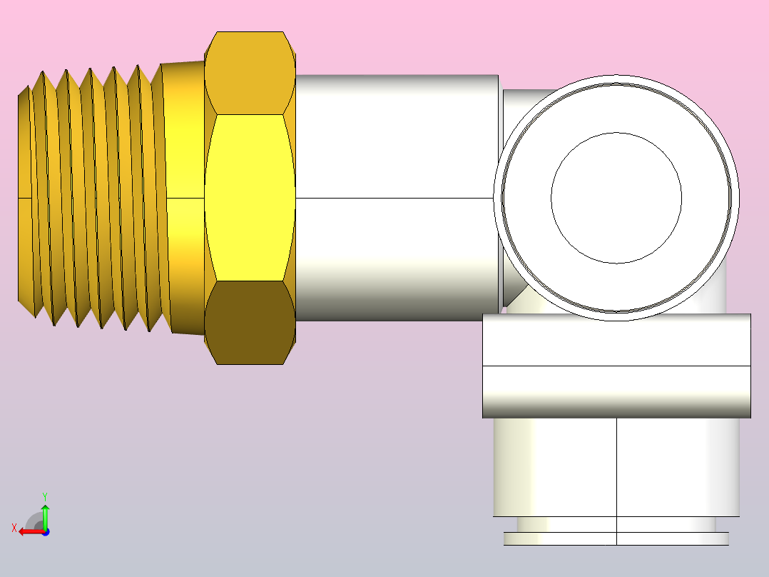 快速接头KQ2D外螺正三通接头[KQ2D10-04S]后视图