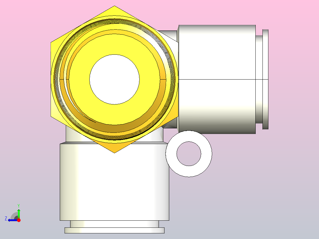 快速接头KQ2D外螺正三通接头[KQ2D10-04S]右视图