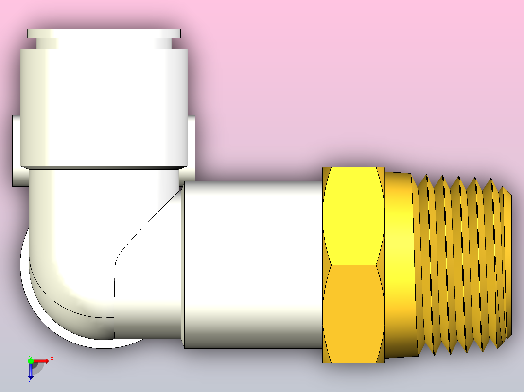快速接头KQ2D外螺正三通接头[KQ2D10-04S]俯视图