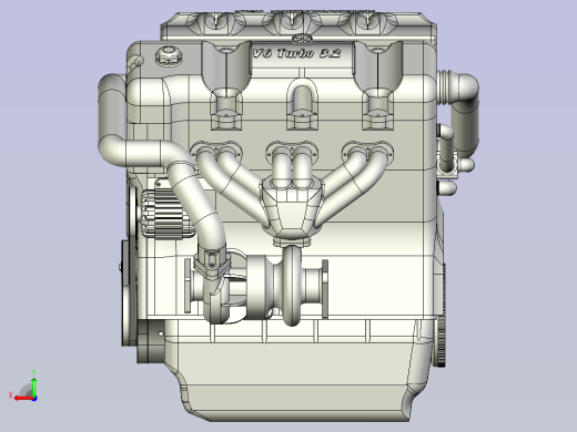 V6 Turbo发动机3D图纸三维模型后视缩略图