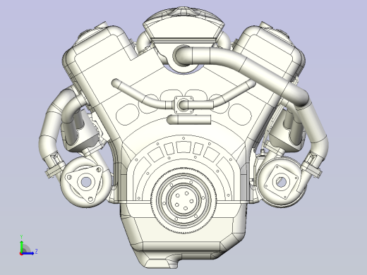 V6 Turbo发动机3D图纸三维模型左视缩略图