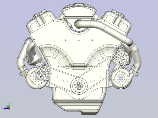 V6 Turbo发动机3D图纸三维模型右视缩略图
