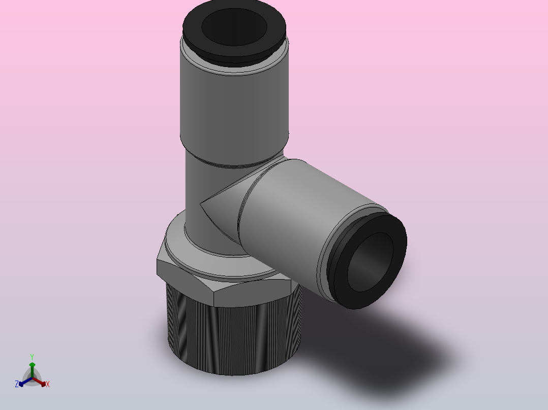 IPDP 螺纹侧三通气动管接头[IPDP08-03]主视图