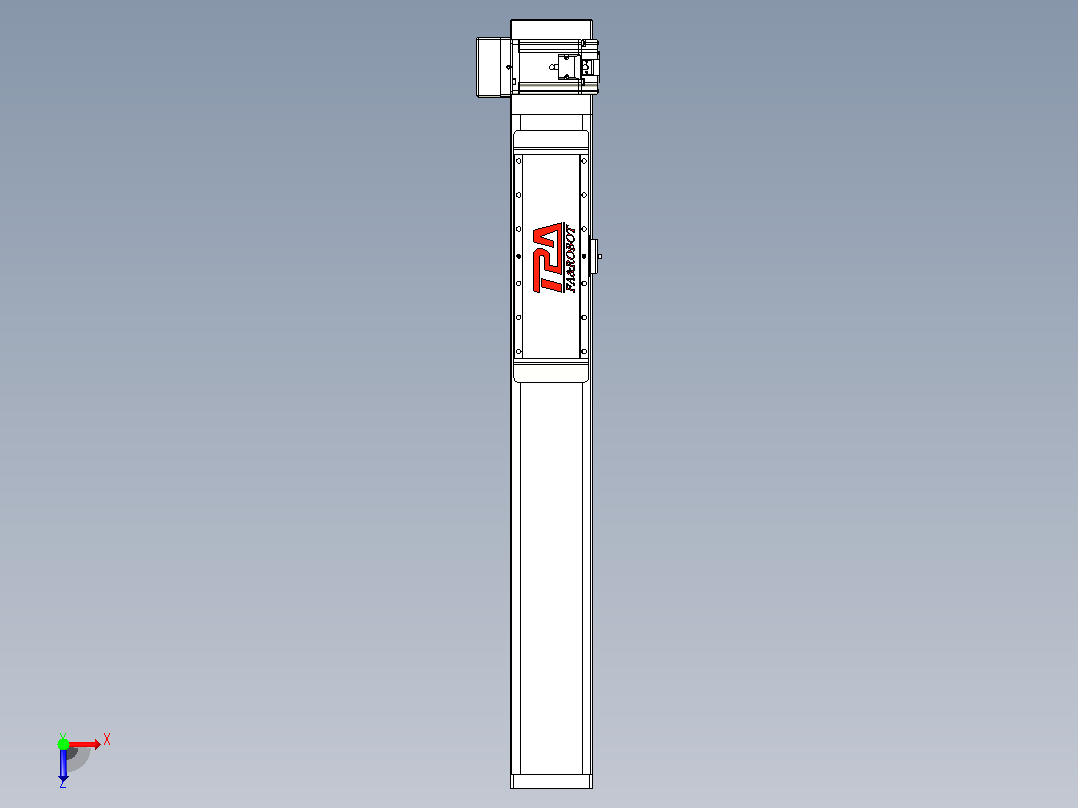 伺服电机集成皮带传动直线执行器TPA-OCB-120-224-L450-RU-P75-N3俯视图
