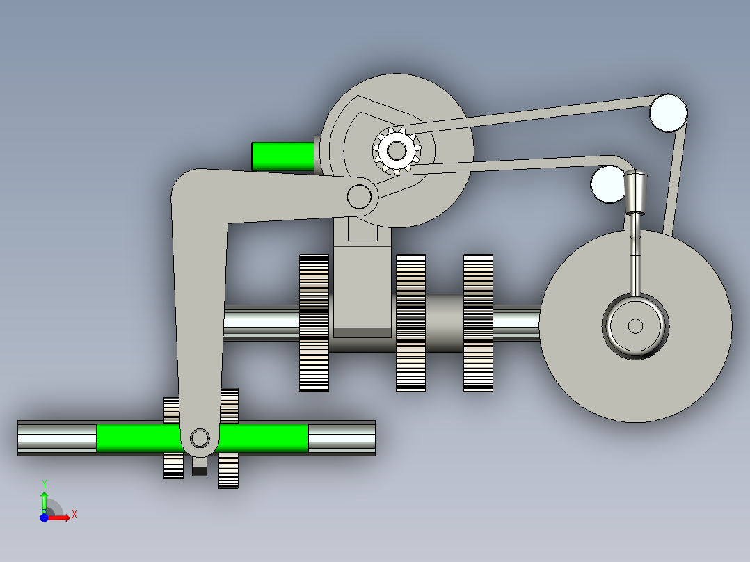 Q013-CA6140车床主传动系统操纵机构设计及三维proe建模【含仿真】前视图