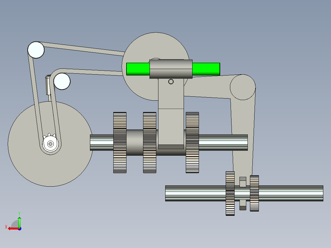 Q013-CA6140车床主传动系统操纵机构设计及三维proe建模【含仿真】后视图