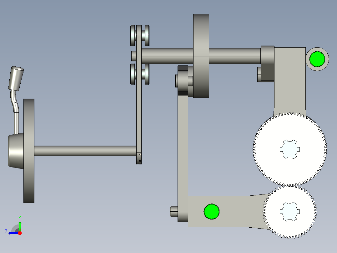 Q013-CA6140车床主传动系统操纵机构设计及三维proe建模【含仿真】右视图