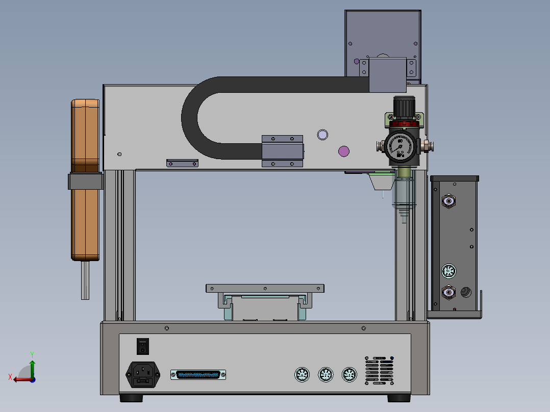 桌面式三轴点胶机（300行程、量产图纸）后视图