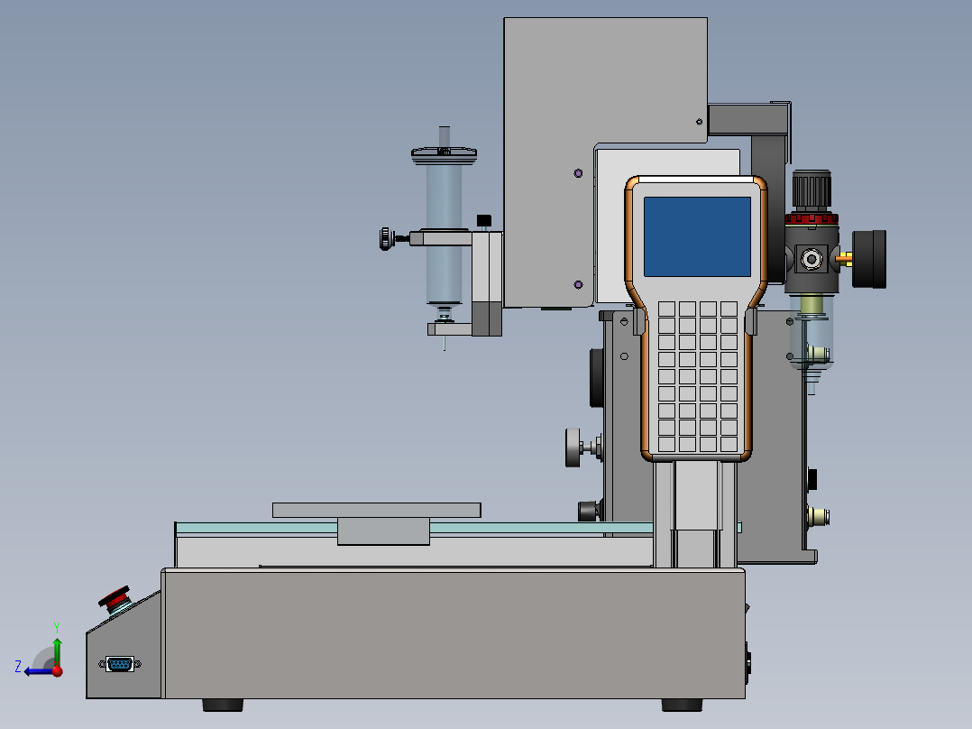 桌面式三轴点胶机（300行程、量产图纸）右视图