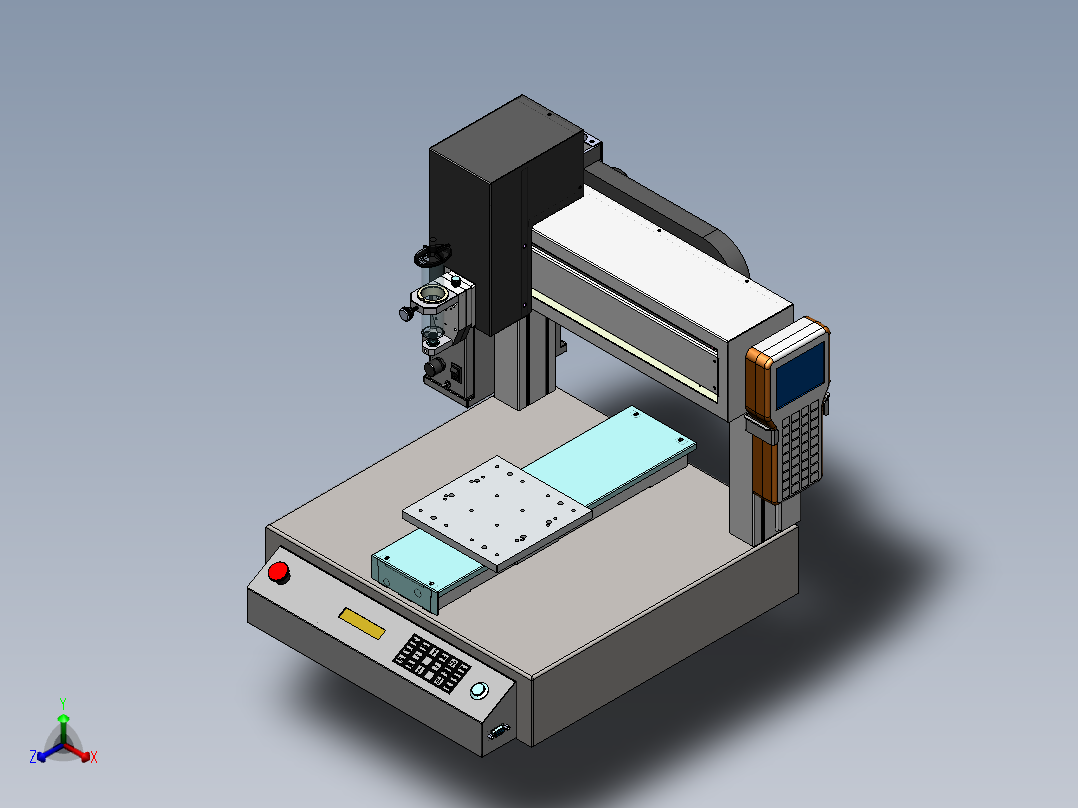 桌面式三轴点胶机（300行程、量产图纸）正等轴测图