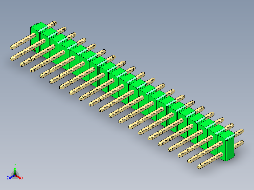 彩色公头100mil（2.54mm）系列-DS1021_green_2x20p_100mil_Type1_rev1.0主视图