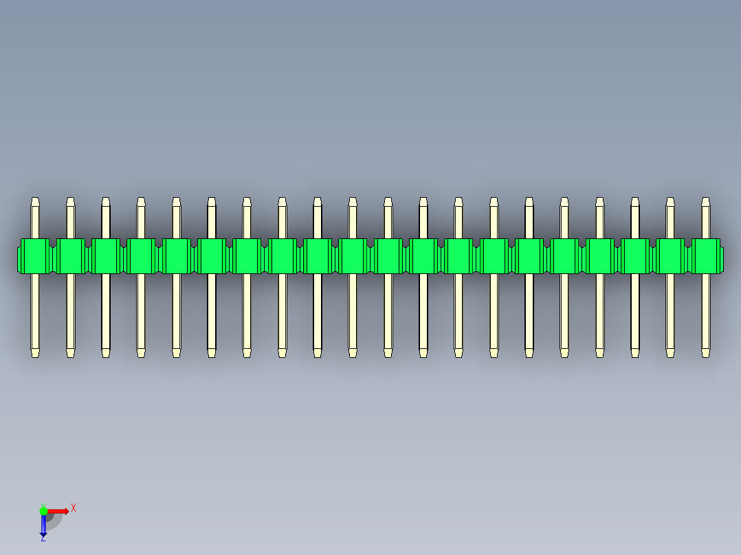 彩色公头100mil（2.54mm）系列-DS1021_green_2x20p_100mil_Type1_rev1.0俯视图