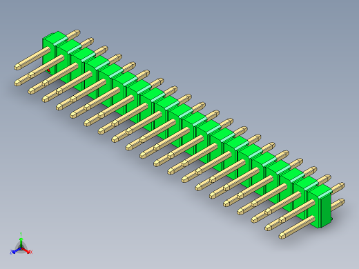 彩色公头100mil（2.54mm）系列-DS1021_green_2x20p_100mil_Type1_rev1.0正等轴测缩略图