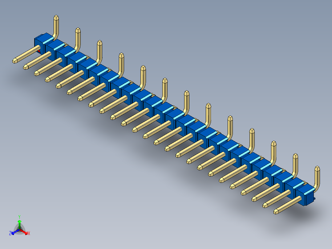 彩色公排针 100mil 2.54mm 系列-DS1022_blue_25p_100mil_Type_SMT_R1_rev1.0主视图