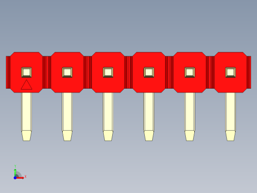 彩色公排针 100mil 2.54mm 系列-DS1022_red_1x06p_100mil_TypeD_rev1.0前视缩略图