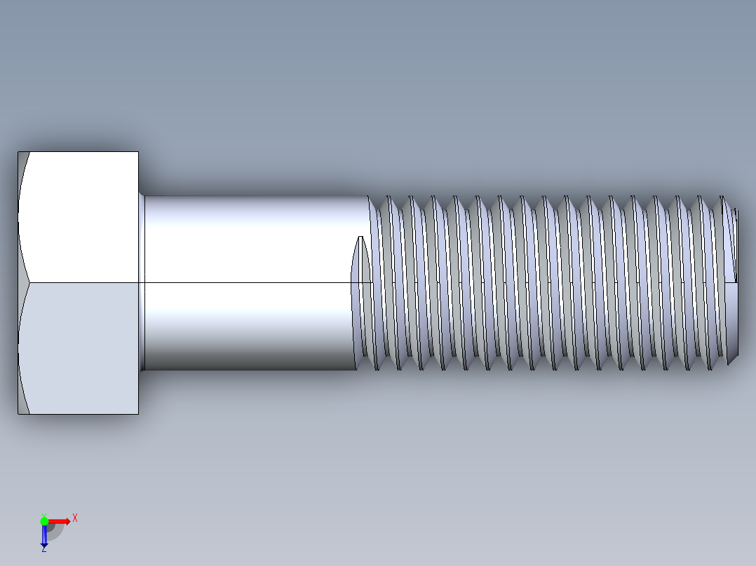 UNC 六角螺栓-Hex Bolt 0.875-9 x 3俯视图